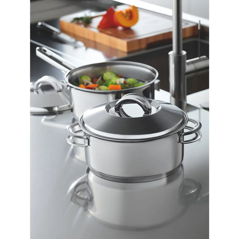Jogo de Panelas Sollar em Aço Inox com Fundo Triplo e Tampas de Inox 5 Peças